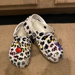 Animal print girls kids crocs - size 12